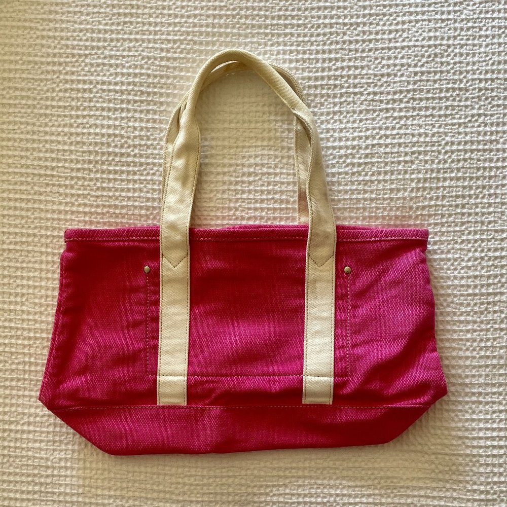 J. Crew Hot Pink Cotton Canvas Beach Bag Tote